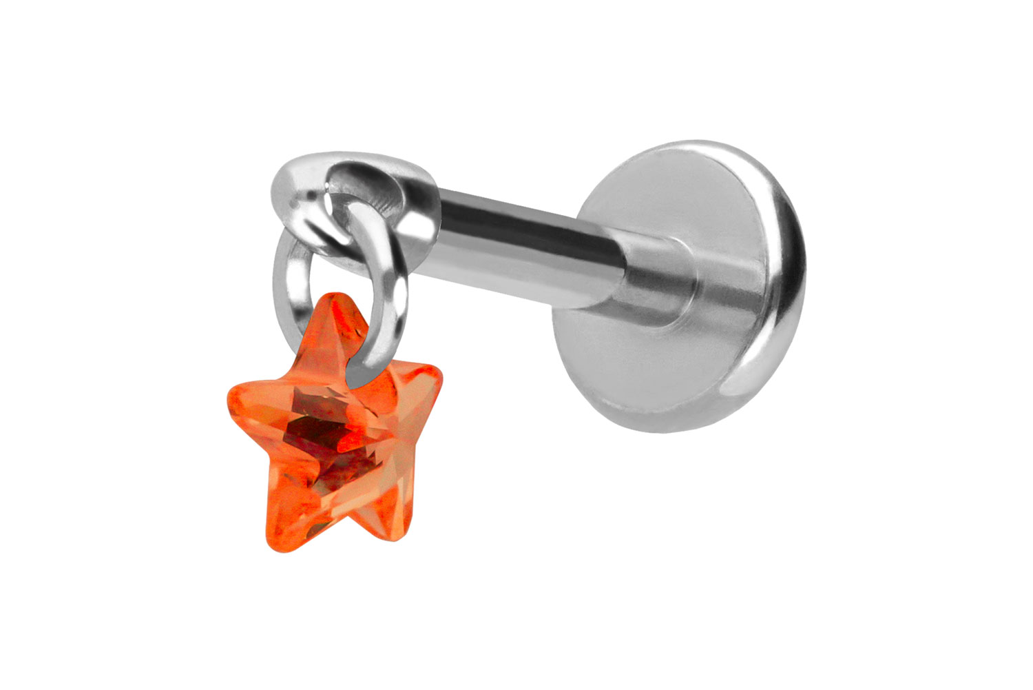 Titan Labret Piercing mit Push Fit KRISTALLSTERN